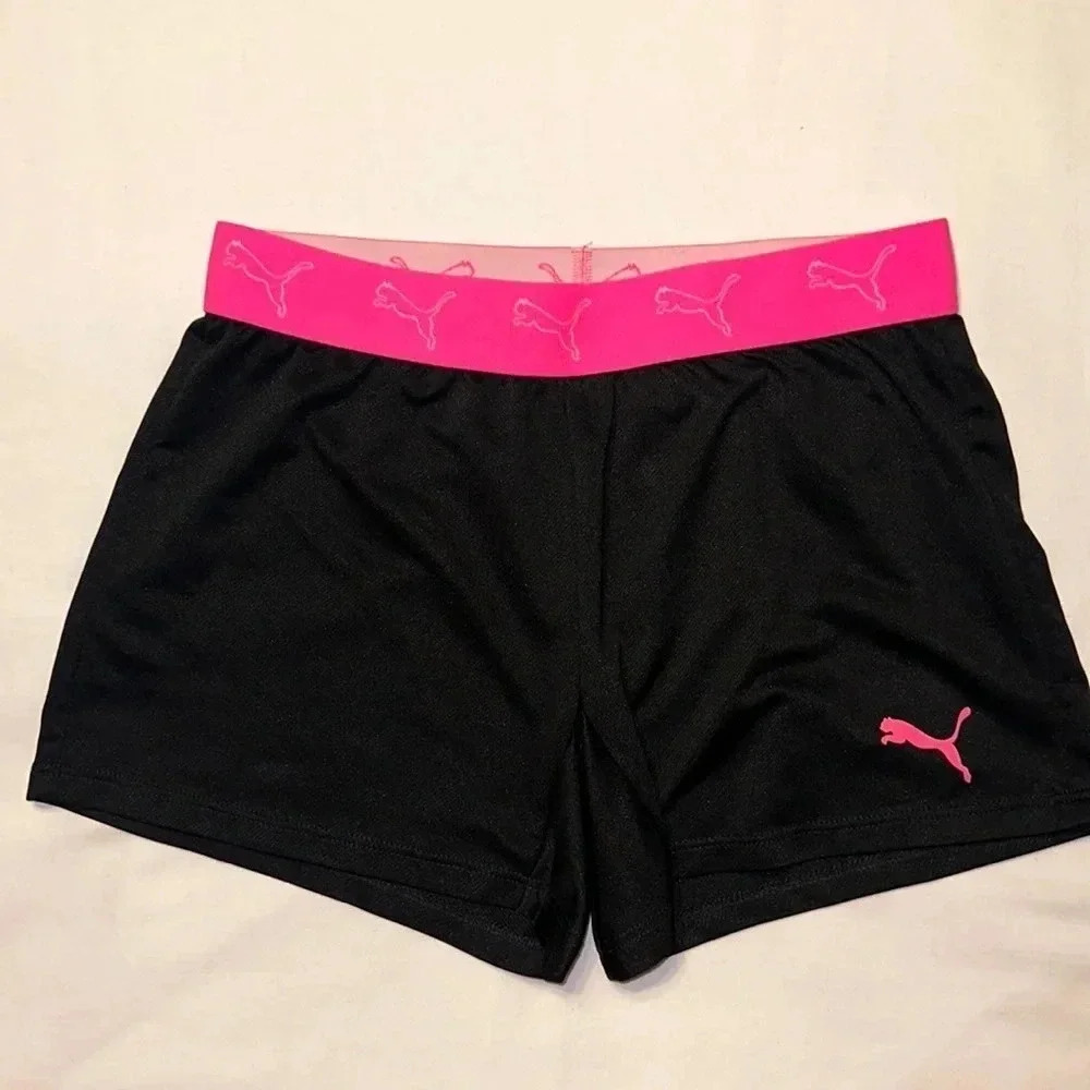 EUC Puma Black and Pink Shorts (Medium - 10/12)